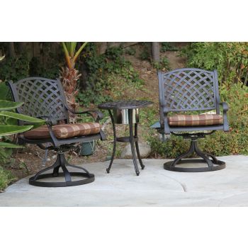 Santa Monica Swivel Rocker 3PC Set With Ice Bucket End Table