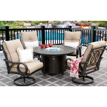 Malibu Outdoor Dining Set With Fire Table