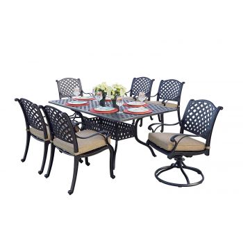 Santa Monica Outdoor 7PC Dining Set With Swivel Rocker Chairs