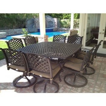 Santa Monica 9PC Dining Set With Square Table