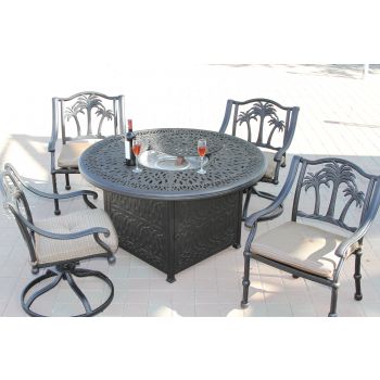 Florence Outdoor Fire Table With Dining Chairs